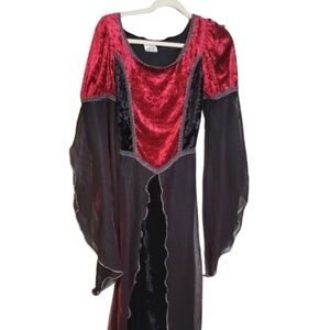 Renaissance midevil queen gown sheer metallic edge Bell Sleeve Hallo Ween